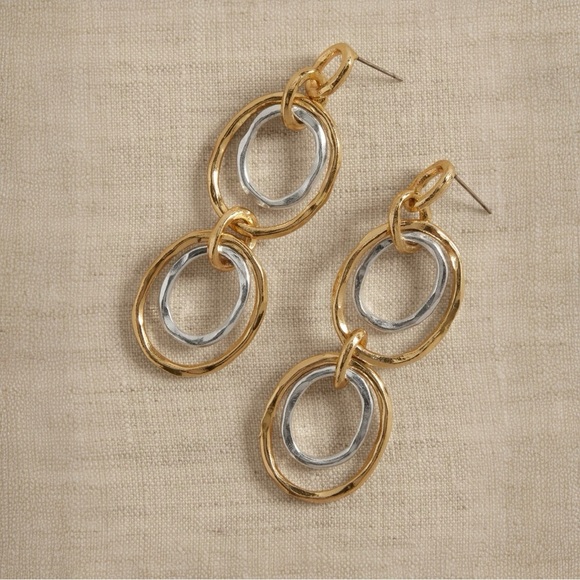 NWT Banana Republic MIXED METAL LINK EARRINGS | AUREUS + ARGENT - Picture 2 of 4